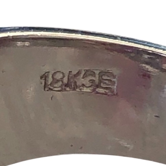 18K Gold E Purple Cubic Zirconia 2 tone silver Statement Ring Size 7.5 16gram - Picture 13 of 16